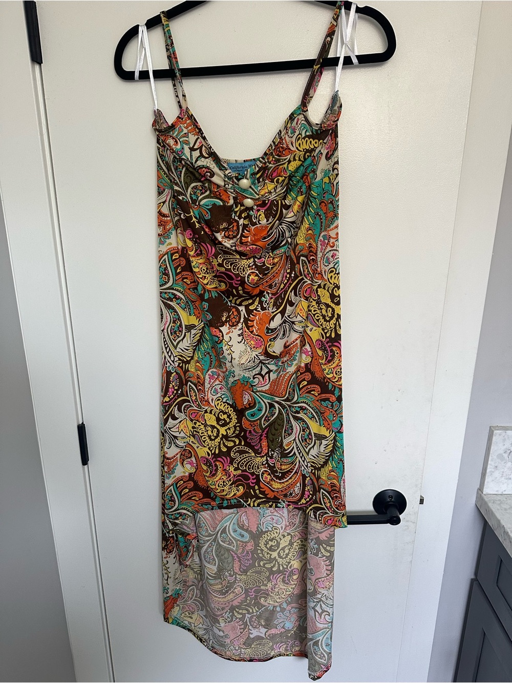 Colorful Paisley High-Low Slip Dress